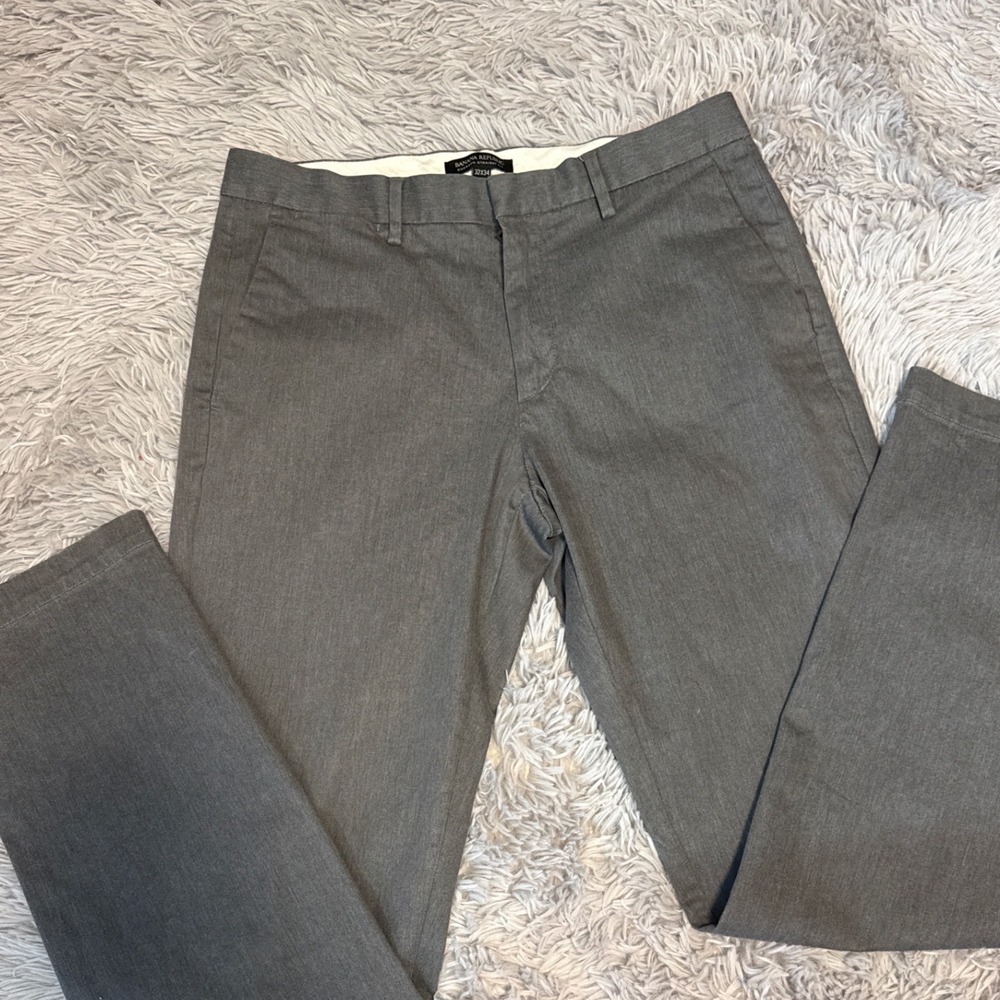Banana‎ Republic Emerson Straight Fit Chinos Gray Cotton Stretch Pants 32x34